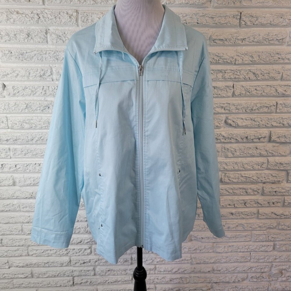 Blair Blue Jacket Women XL Casual Lightweight Lined Full Zip Pockets SWE129E